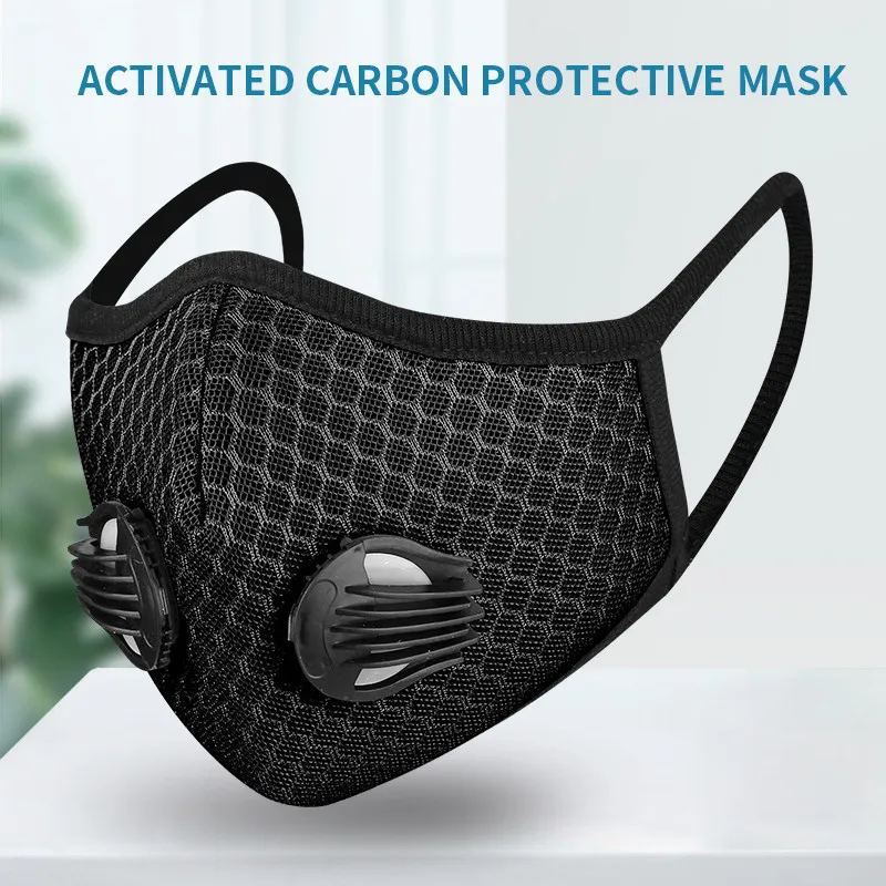 Em estoque luxo ciclismo máscara facial carvão ativado com filtro pm2 5 anti-poluição esporte correndo treinamento proteção poeira mask247c