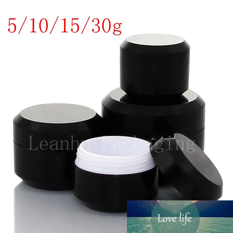 5g 10g 15g 30g vide noir petit Pot rond en plastique cosmétique crème Pot baume conteneur Mini échantillon conteneur emballage bouteille en étain