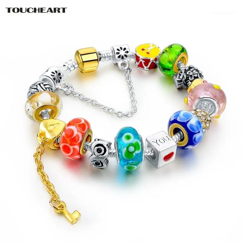 Bracelets de charme TouchEart Mulli-Color I Love Your Heart BraceletBangles Charms for Women Girl Jewelry Making SBR1600151