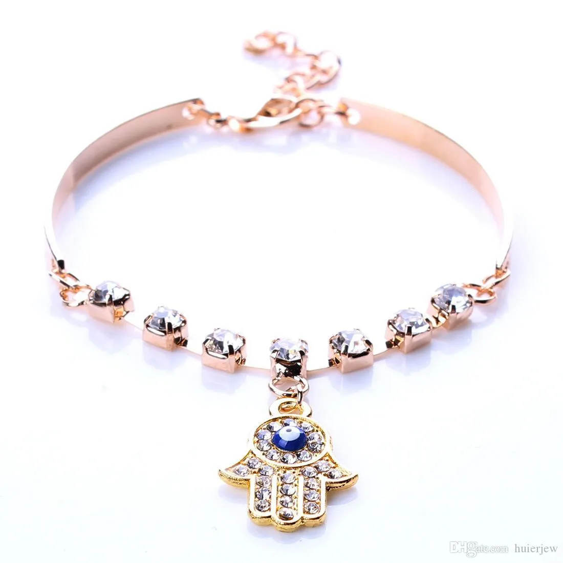 Charme pulseiras pulseiras para mulheres pulseira de palma estilo strass de ouro maus olho hamsa jóias pulseira pulseira