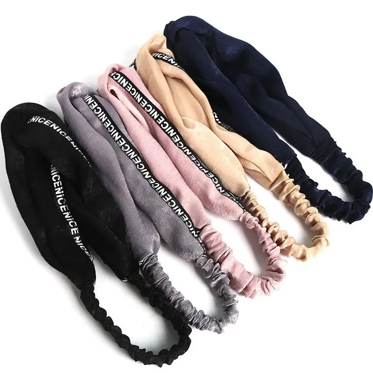 Fashion Designer Ladies Striped With Letter Flannel Cross Hair Band Wash Headband Exquisite Headwear Women Bandanas