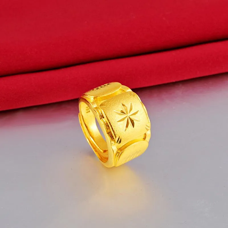 Anelli a cluster 24k Gold anello per uomo Vietnamita sabbia di lusso gioielli di moda regolabile maschio 2022 tendenza non sbiadita