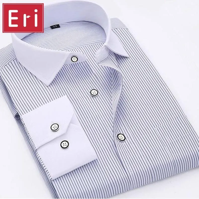 Wholesale Striped Cotton Mens Pinstripe Dress Shirt Classic Long Sleeve