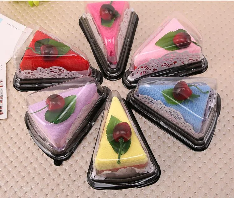 Party Favor Lovely Cake Shape Towel Cotton Microfiber Baby Face Shower Valentine`s Day Wedding Birthday Gift 20*20cm SN3237