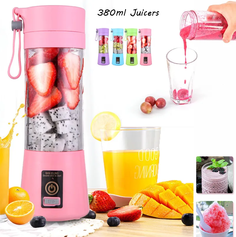 Новый 380 мл портативный Blender сочные чашки USB Electric Fruit Juicer Handheld Smoothie Maker Guicer Blender аккумуляторная мини спортивная бутылка