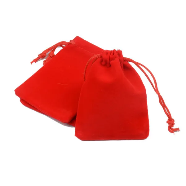 100 unids 7x9cm Bolso de terciopelo rojo de terciopelo con cordón Bolsas de regalo Bolsas de joyería 2.7x3.5 pulgadas (negro / marrón / azul / burgundía)