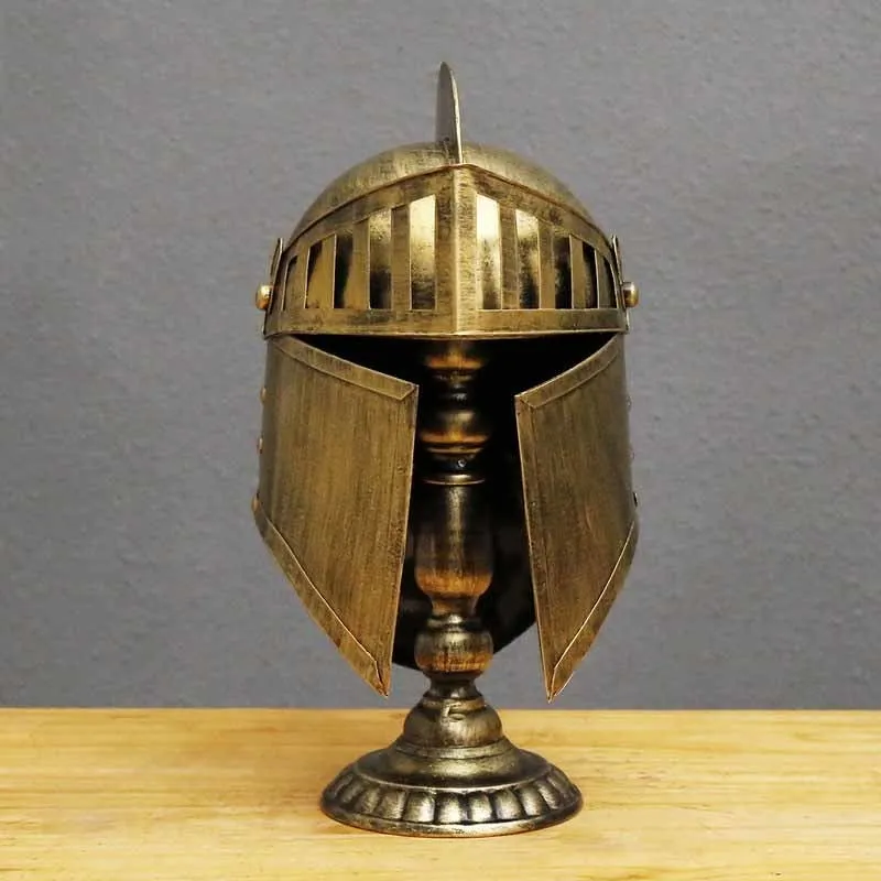 Casque De Chevalier Médiéval Avec Support Guerrier - Décoration Métal Style Antique 46cm - Aubaho