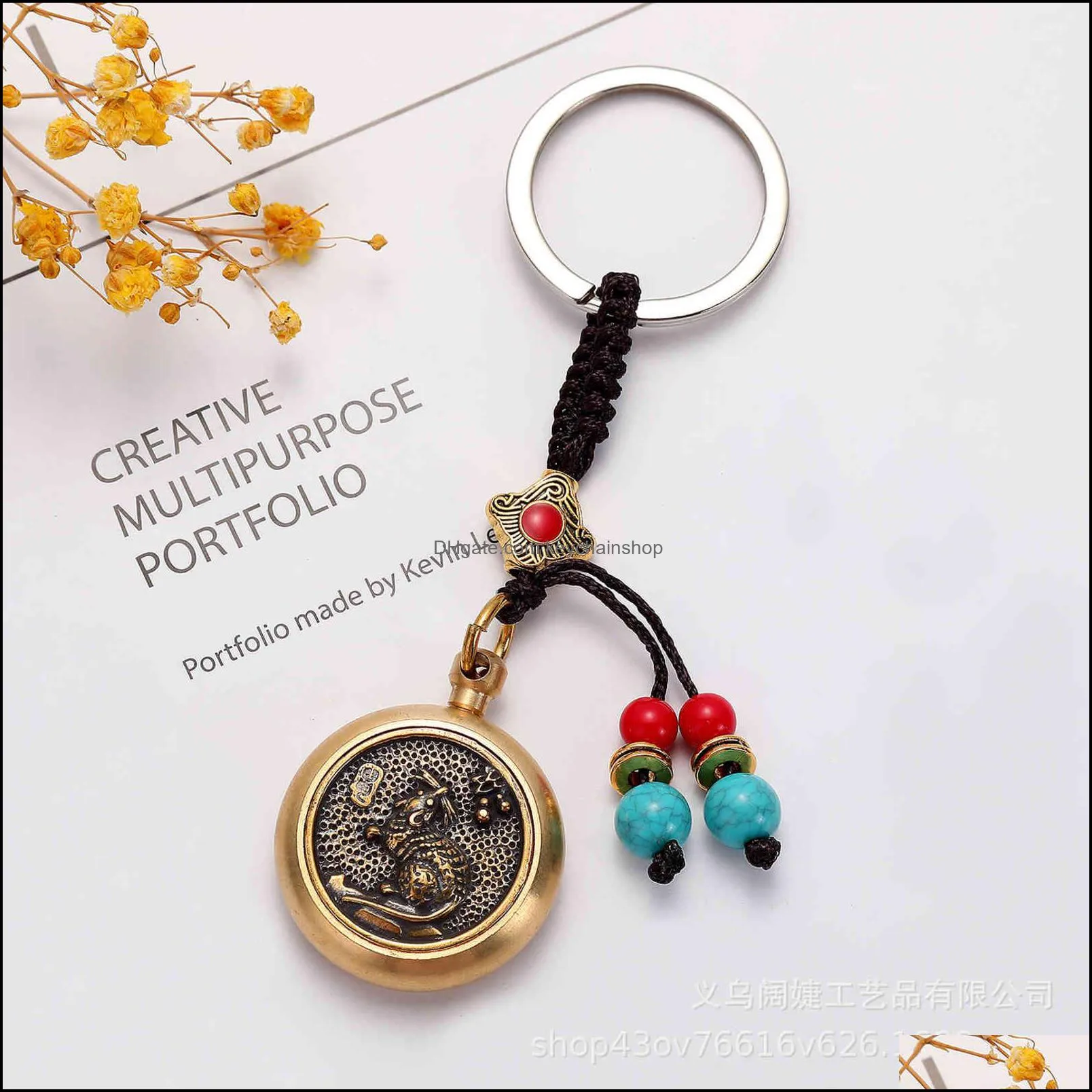 Brass rotatable Zodiac to make money car key chain pendant