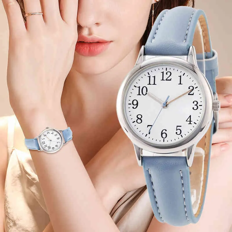 Movimento japonês Fácil de ler numerais árabes PU pulseira de couro 31mmial Dial Laides relógio