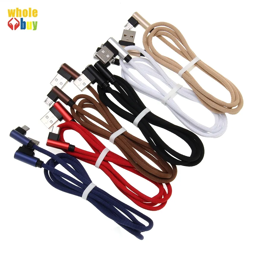 50PCS / الكثير 90 درجة الكوع USB نوع الكابل C البيانات مايكرو USB شحن للكابلات الهاتف سامسونج موبايل S6