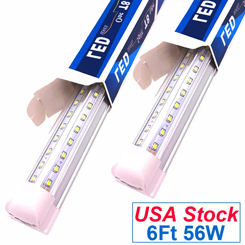 6Ft Linkable Led Shop Light 71 Inch 56W 58W 60W Tube Lights ,6' Cooler Door Lighting 70'' Integrated T8 Bulbs , 6500K AC85-277V Ceiling and Utility Strip Bar Lamp