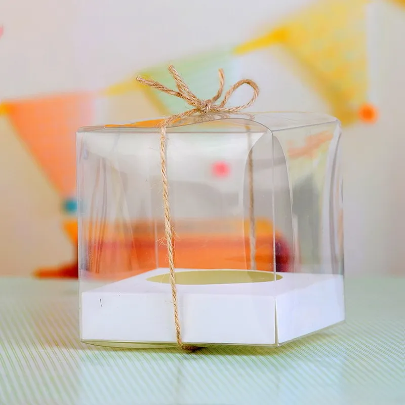 Cajas transparentes para cupcakes, envoltura de regalo, 9x9x9cm, caja para pastel de taza de PVC, venta al por mayor, caja para muffins para fiesta