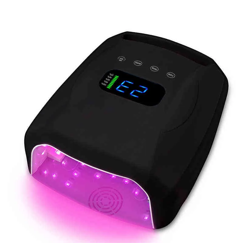 96 W wiederaufladbare Nagellampe mit Griff, professionelles Rotlicht-Nagelkleberbäcker, kabelloses Maniküre-Licht, kabellose Nagel-UV-LED-Lampe 220111