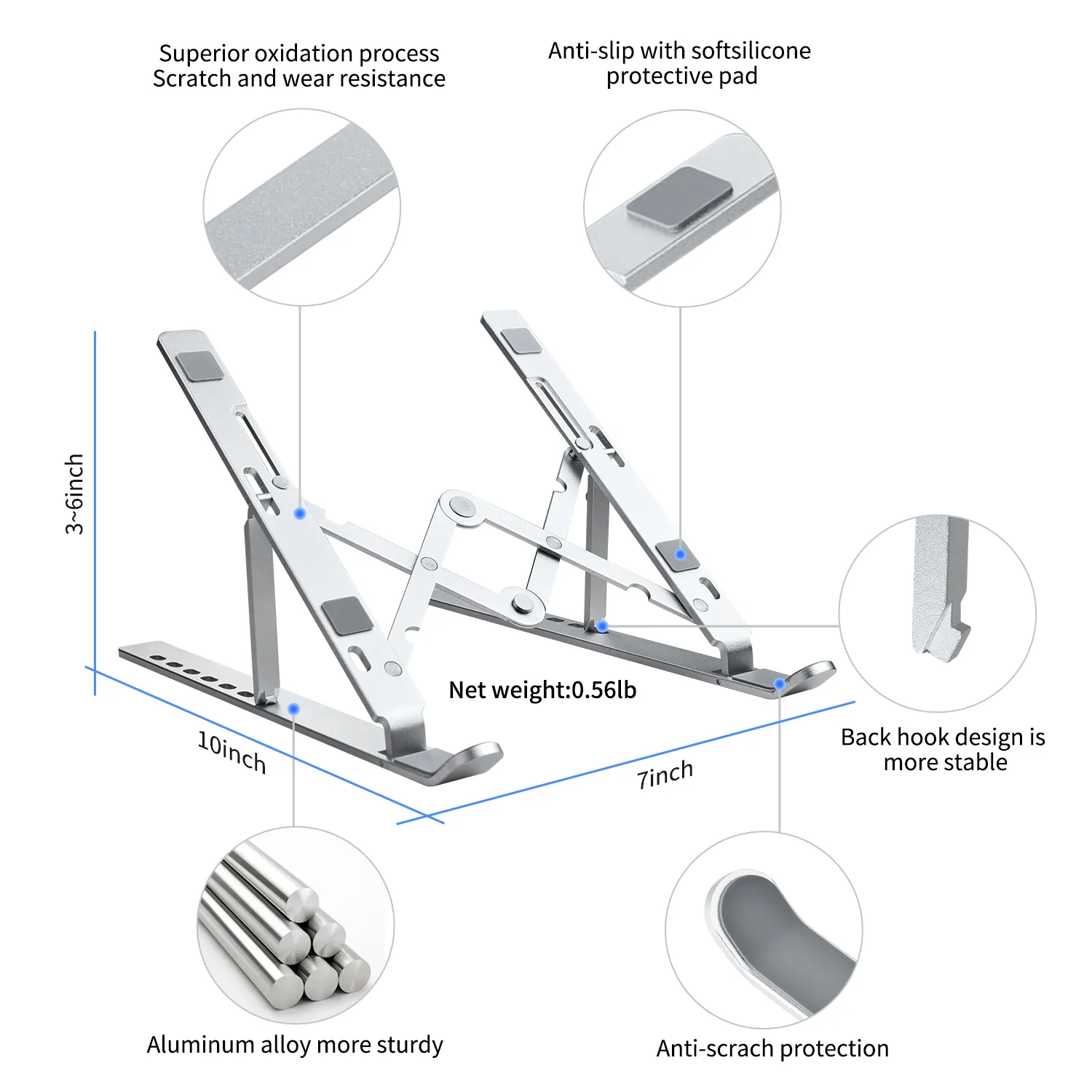 Supporto per laptop per Tablet PC personalizzato Staffa per mensola pieghevole Supporto per laptop da scrivania Supporto flessibile Promozione del produttore