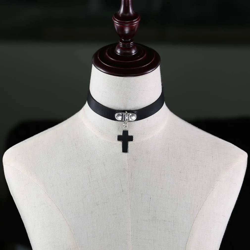 Cross hanger choker ketting zachte pu choker kraag voor vrouwen sexy meisje nachtclub mode sieraden wil en sandy nieuw