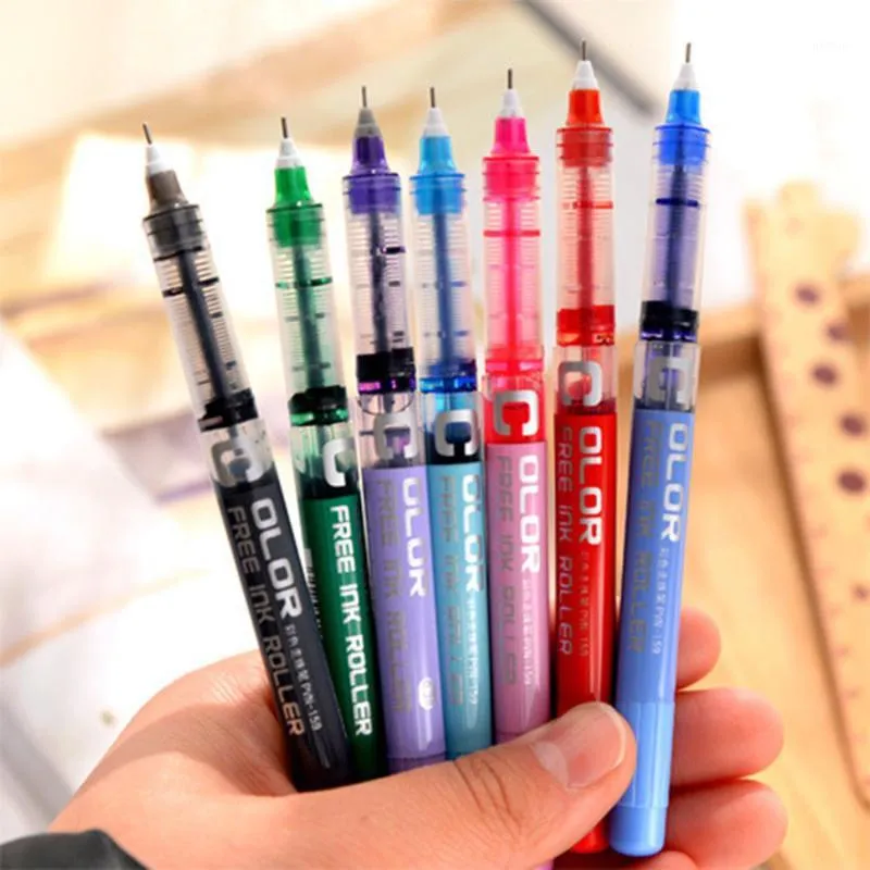 7st 7 Färg 0.38mm Fine Point Gel Pen Color Bläck Rollerball Pen Business Office School Gift1