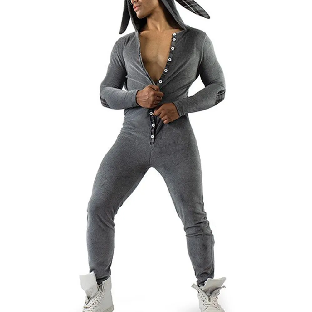 Men's One Piece Bodysuit Jumpsuit Button Crotch Zipper Leotard Underwear  Romper | eBay