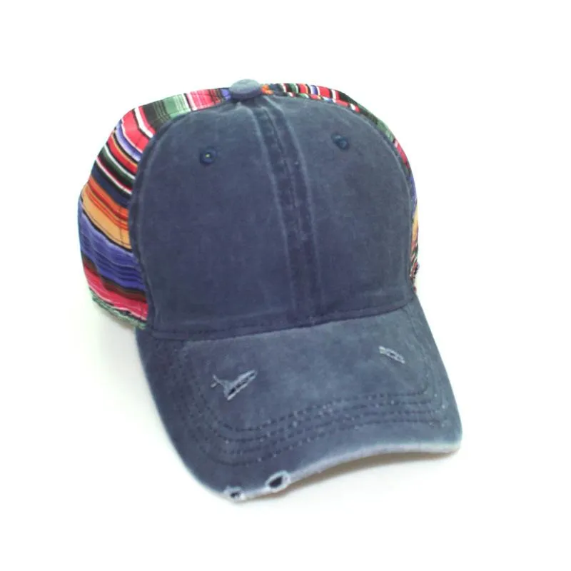 Fashion Perforated Cap Baseball Hat With Adjustable Strap  Baseball Caps Washed Denim Hats