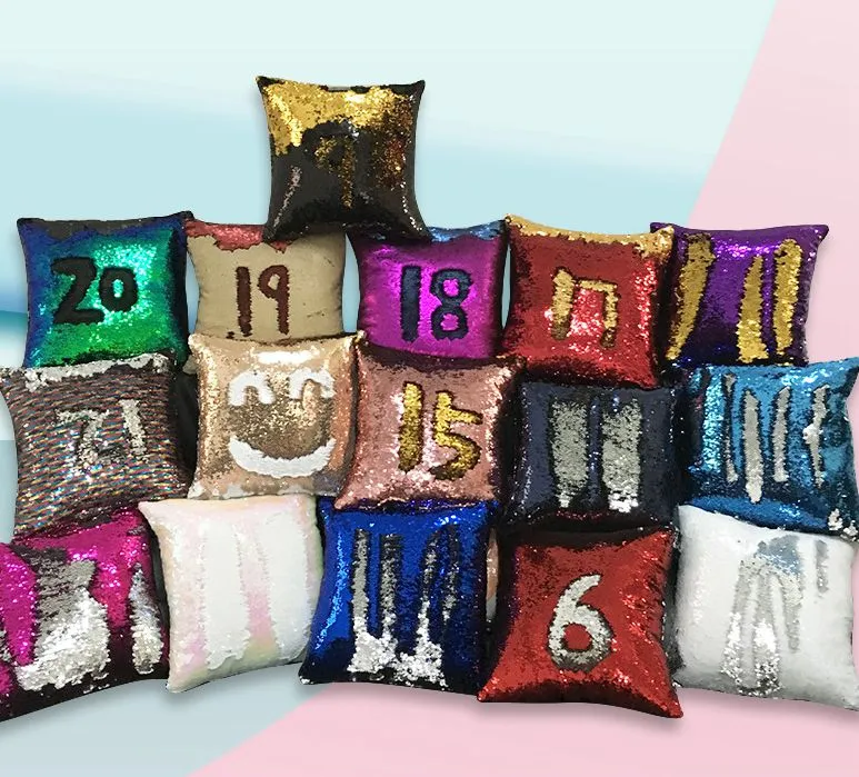 Mermaid Throw Pillow case Magic Reversible Sequin Cover Glitter Sofa Cushion Case 40*40cm mermaid Cushion covers LJJK2452-1