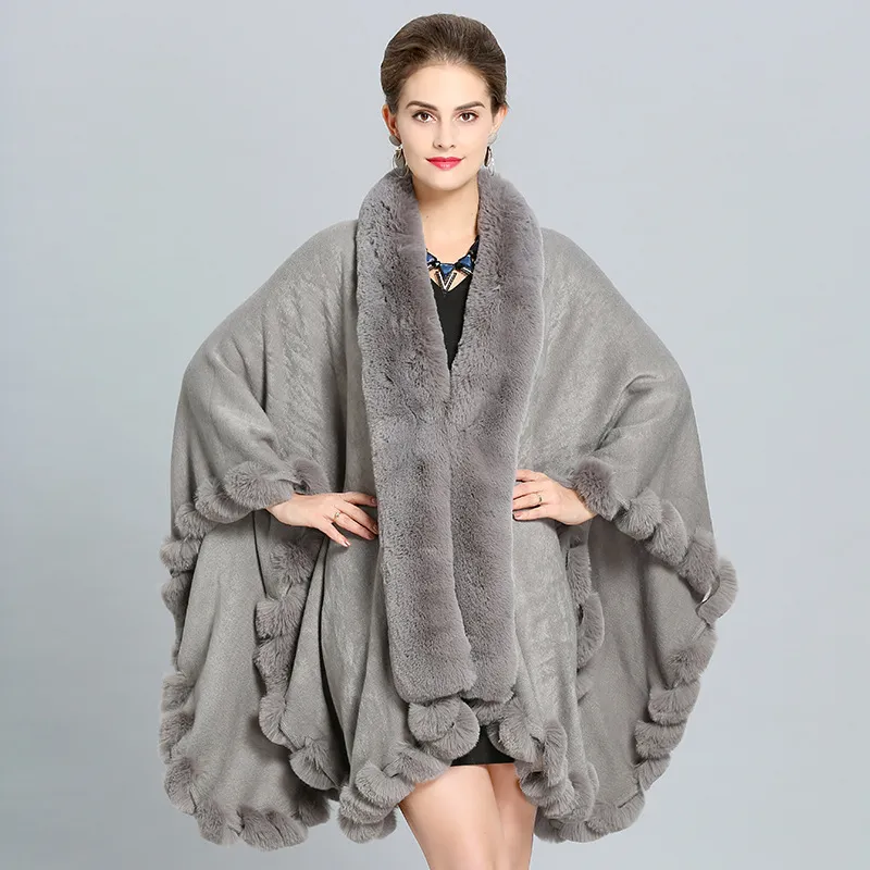 In Stock Wedding Shawl Autumn Winter New Plus Size Fox Fur Women Cloak Warm  High Quality Women Coat From Huifangzou