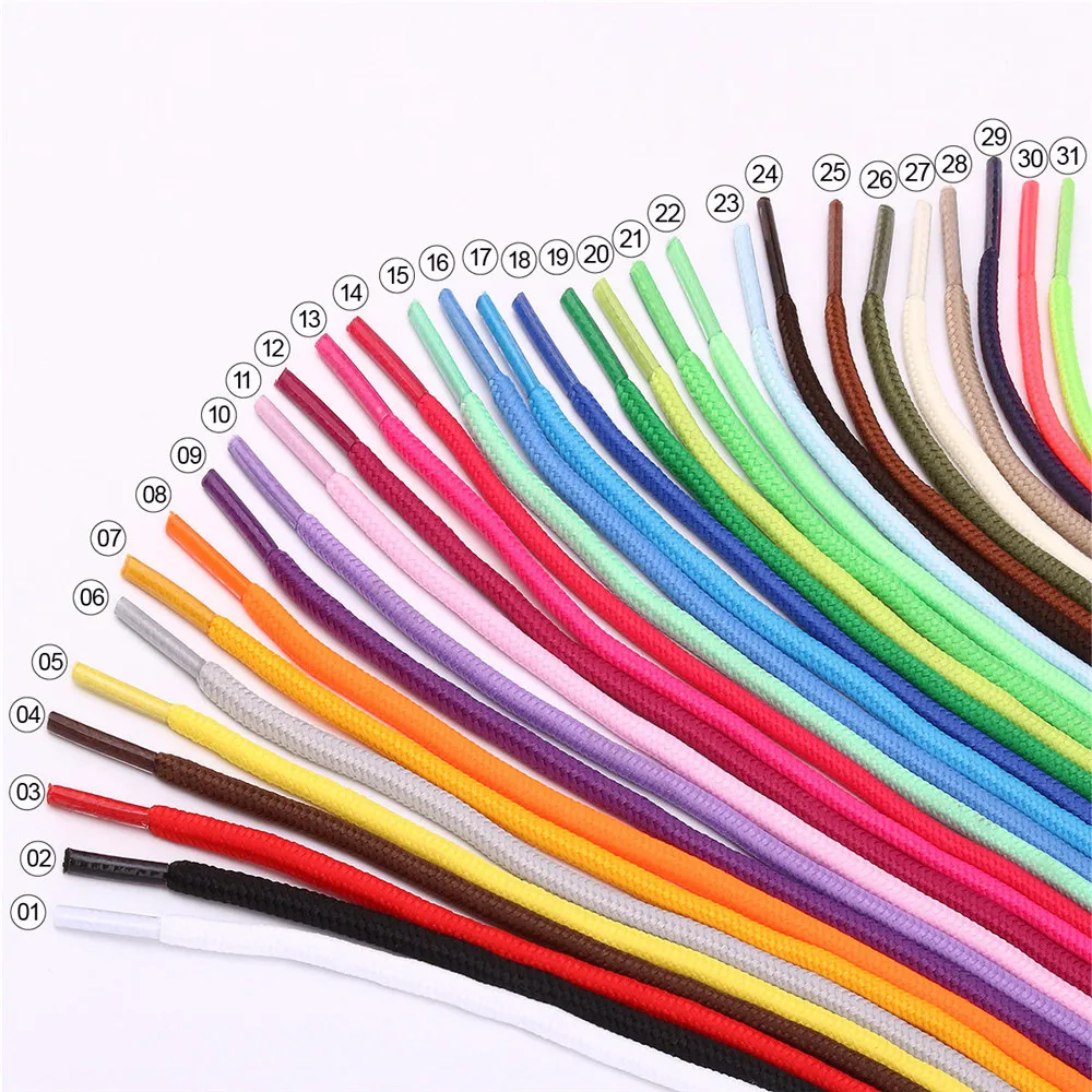 2021 Style Shoelace Ribbons Unisex Rope Multicolor Waxy Round Dress DIY Högkvalitativ fast 50-120cm färg