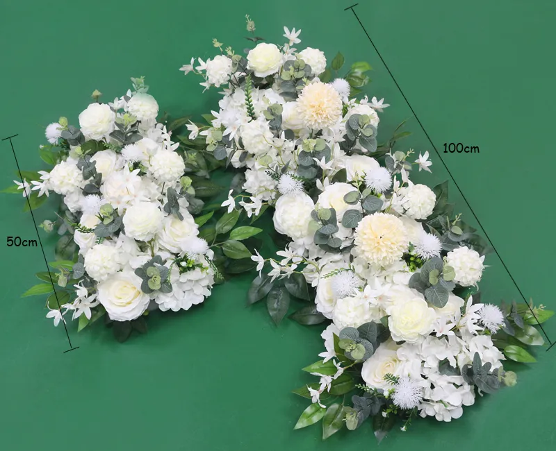 JAROWN Wedding 100cm Flower Row Arch Arrangement Flower Stage Road Lead Flower Wedding Scene Layout Party Decoration Floral (2)