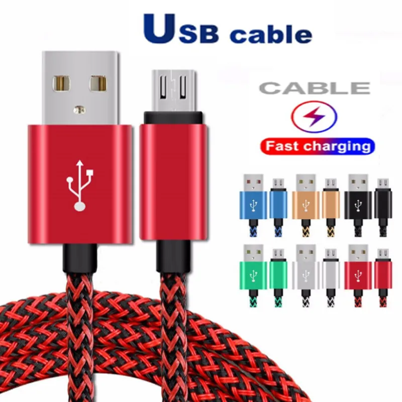 Cabos USB 2A Tipo C Sincronização de dados Carregamento Adaptador de telefone Espessura Cabo micro trançado forte