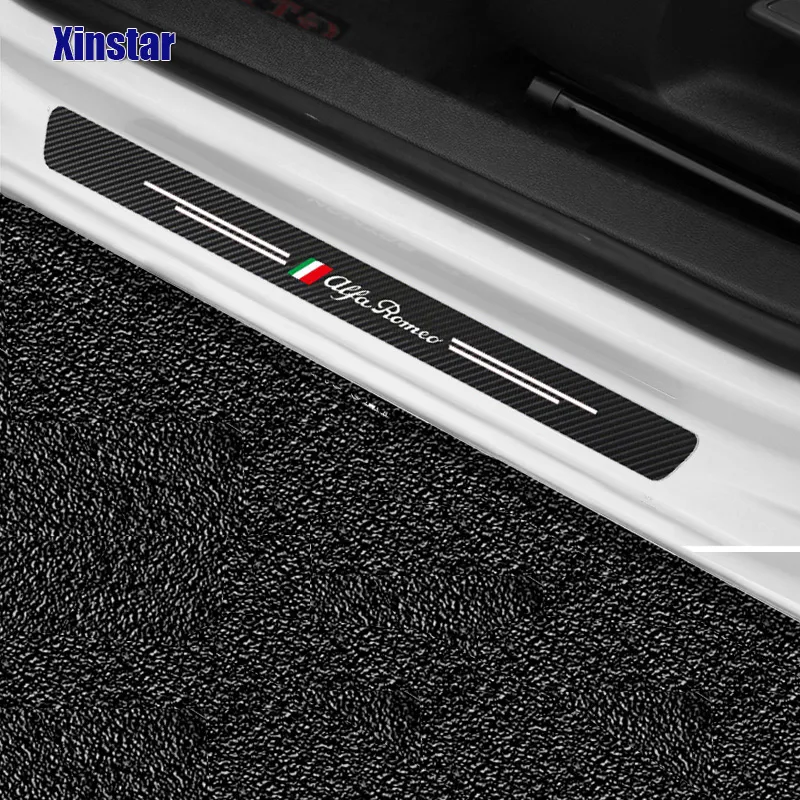 4pcs Carbon Fiber Car Door Sticker для Alfa Romeo Giulia Giulietta 159 156 Mito Stelvio 147 Sportiva Auto Accessories237V