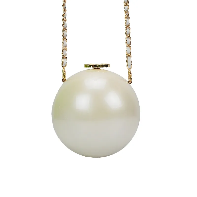 Pearl Ball Shaped Afton Bag Damer Handväska Kvinnor Round Shoulder Wedding Väskor Y201224