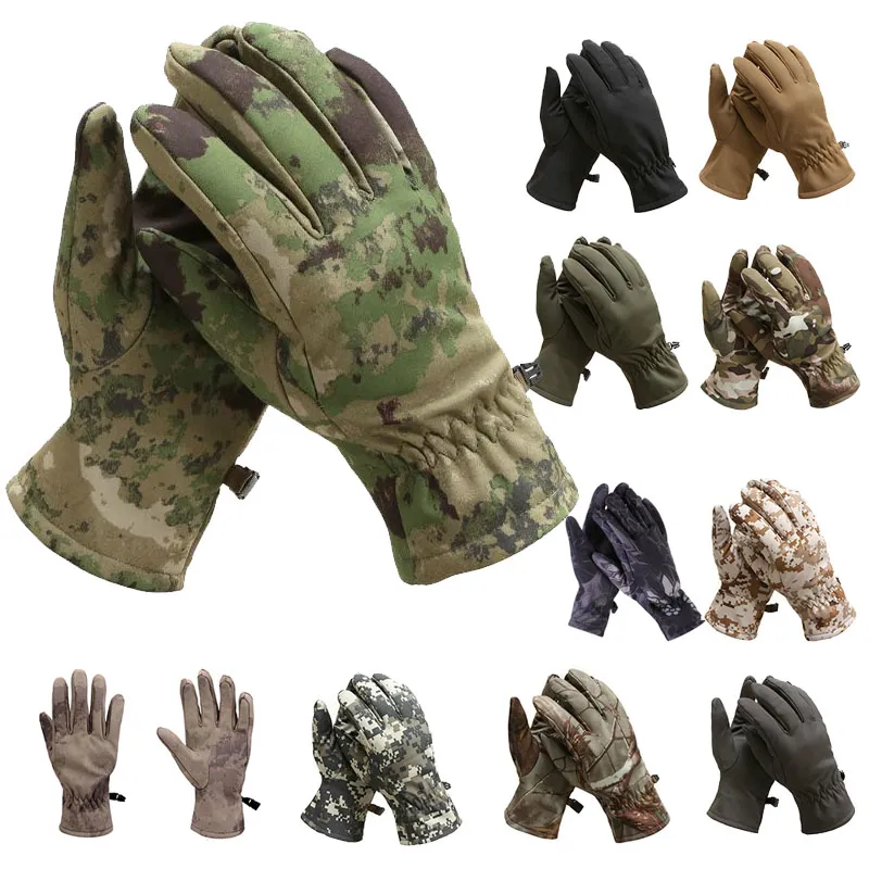 Paintball Airsoft Schießen Jagd Taktische Tarnung Softshell Handschuhe Camo Outdoor Sport Motorrad Radfahren Handschuhe Voll Finger NO08-001