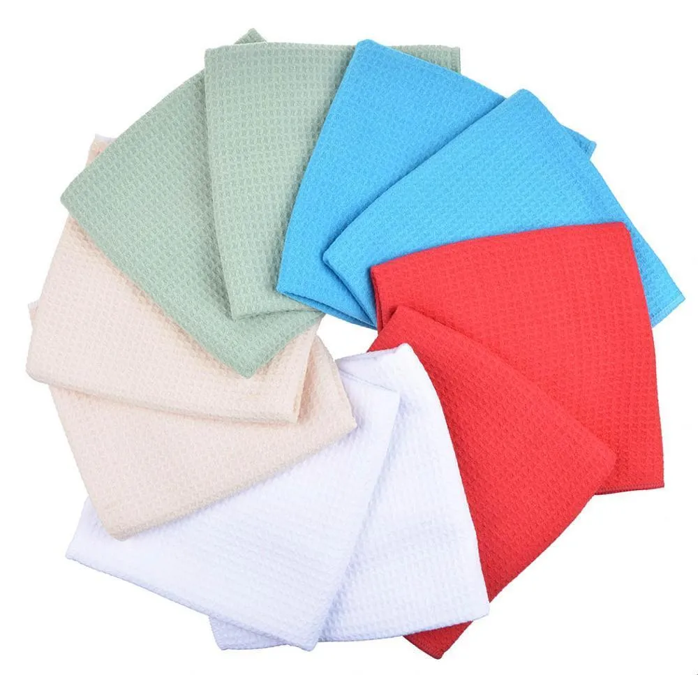 10-Pack 16"x16" Household Microfiber Waffle Weave Cleaning Cloths Kitchen Tea Towels Dish Drying Towels Washcloths Hand Towel 201021