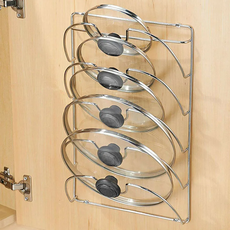 Pan Lid Storage Rack Wall Mount Pot Cover Organizer Holder Kitchen Accessories TN88 Y200429