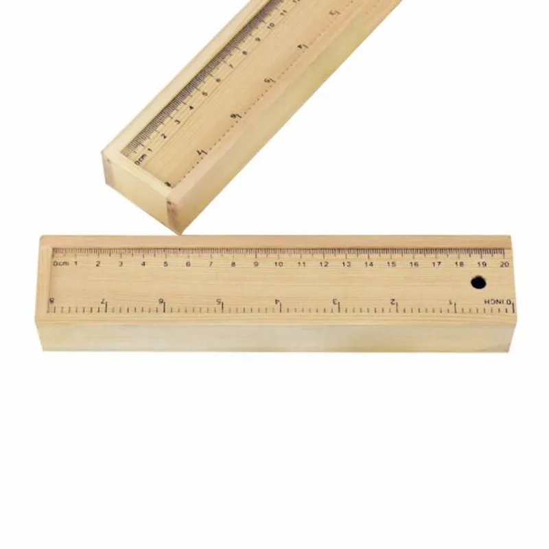 Holz Bleistift Box mit Lineal Set Holz Bleistift Fall Student Schreibwaren Lagerung Box Liefert Großhandel ZC3461