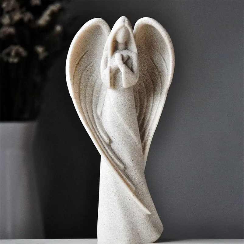 [MGT] Europese Guardian Sculptuur Decoratie Woonkamer Studie Creatieve Standbeeld Ambachten Retro Home Accessoires Gebed Angel 201210