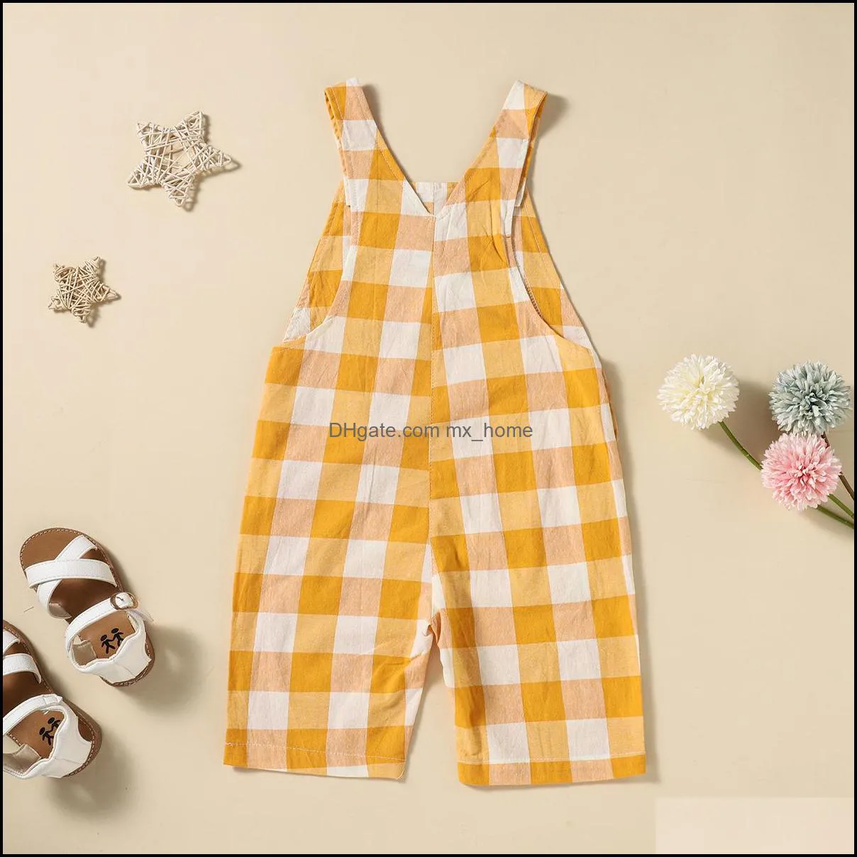 kids Jumpsuits Girls boys Plaid Rompers Children lattice Sling Jumpsuit summer Fashion baby Climbing clothe Z4947