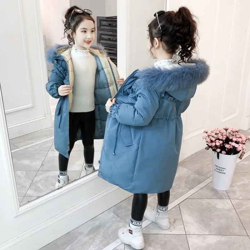 Veste Rembourrée Extra Longue Pour Enfants, Manteau En Coton Solide Pour Adolescents, Parkas à Capuche Pour Filles, Vêtements Pour Enfants, Nouveau, 2024, TR146