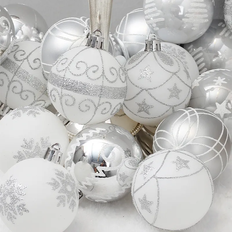 24 pcs bolas de natal 6cm ornamentos desbravador à prova de Natal decorações de árvore grande pendurado pvc ballbaubblefor homeparty y200903