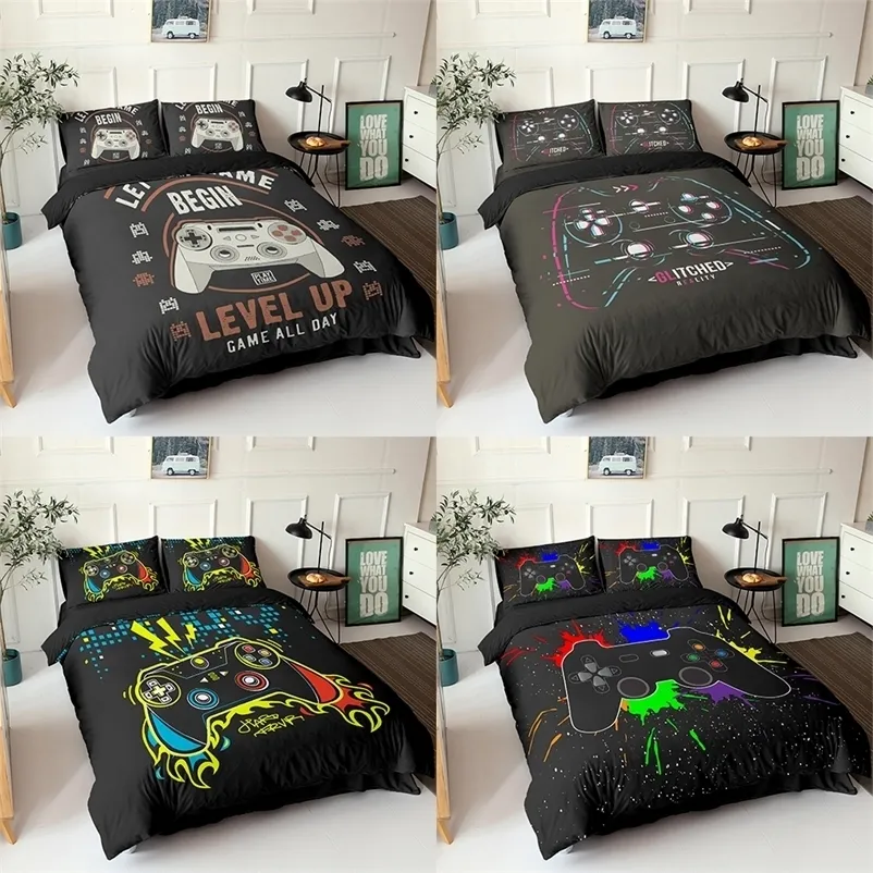 Gamepad Bedding Set Queen Size Duvet Cover Creative Black Comforter Bed Cover Set Housse De Couette Bedclothes 2/3pcs 201021