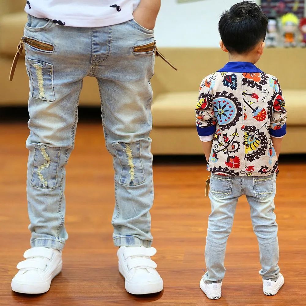 Kid Boys Casual Pants Spring and Autumn Trend Washed Jeans Pants –  Honeychildren