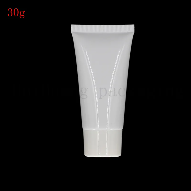 50 Stück 30 g weiße, weiche Tube, leere Kosmetikbehälter für Cremelotio, bronzefarbener Schraubdeckel