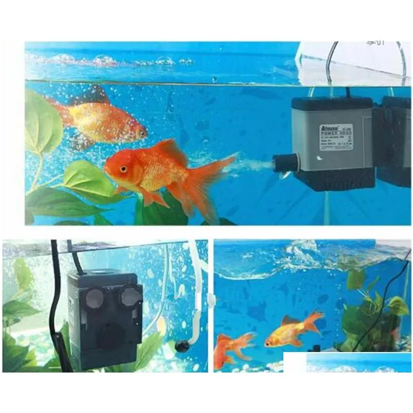 Atman AT-302 6.5W 450L / H Akvarium Fisk Tank Vattenpump PoweHeader Dämpningspump Filter Vario Qylaxd Packing2010