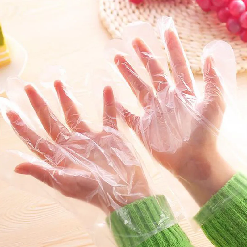 2021 new Household Cleaning Tools Convenient Plastic Transparent Disposable Gloves For Industry Market Restaurant Home Service