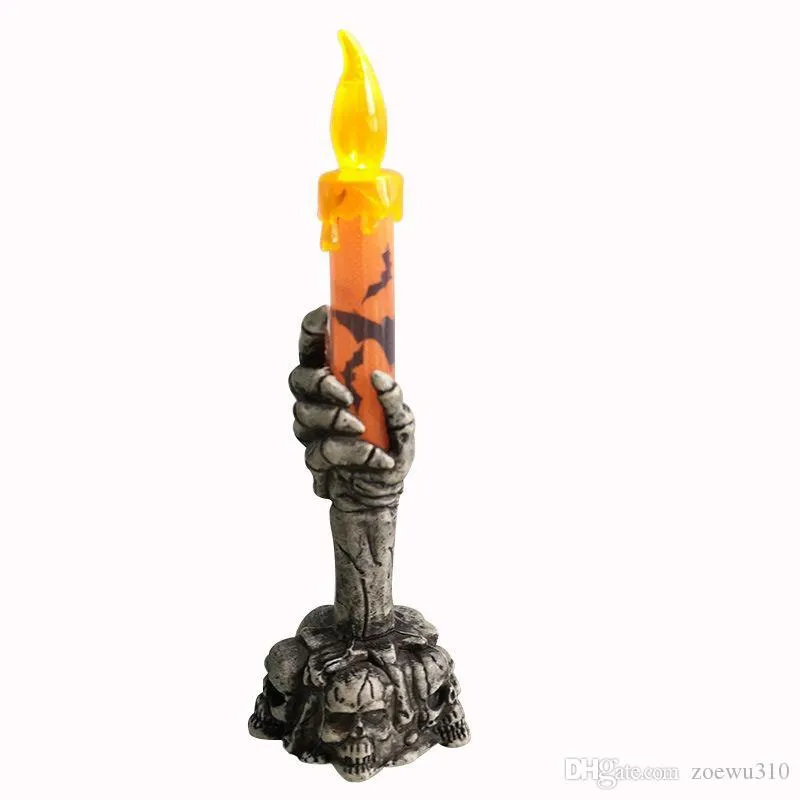 Halloween Decoration Horror Skeleton Handheld LED Electric Candle Light Skeletons Flameless Candle Lamp Bar Home Party Decoration WVT0971