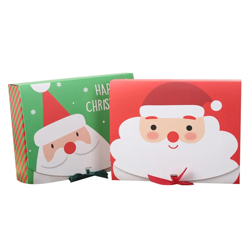 2021 Christmas Eve Big Gift Box Santa & Fairy Design Papercard Kraft Present Party Favour Activity Box Red Green