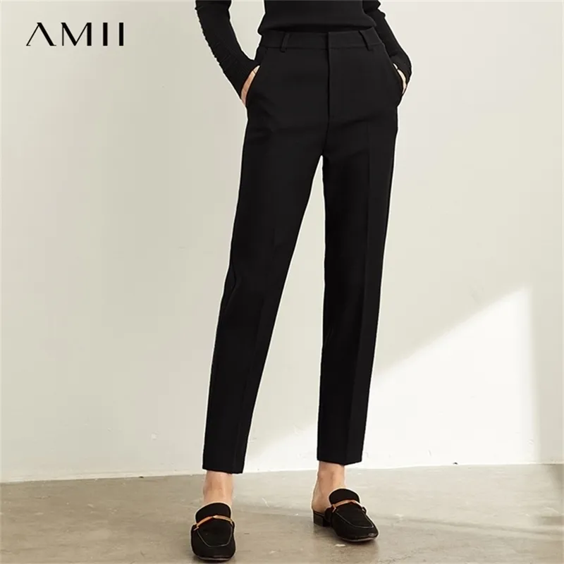 Amii Frühling professionelle Anzughose Damen neue hohe Taille Freizeit schwarze Neun-Punkt-Hose Rauchpfeifenhose 11940443 201118