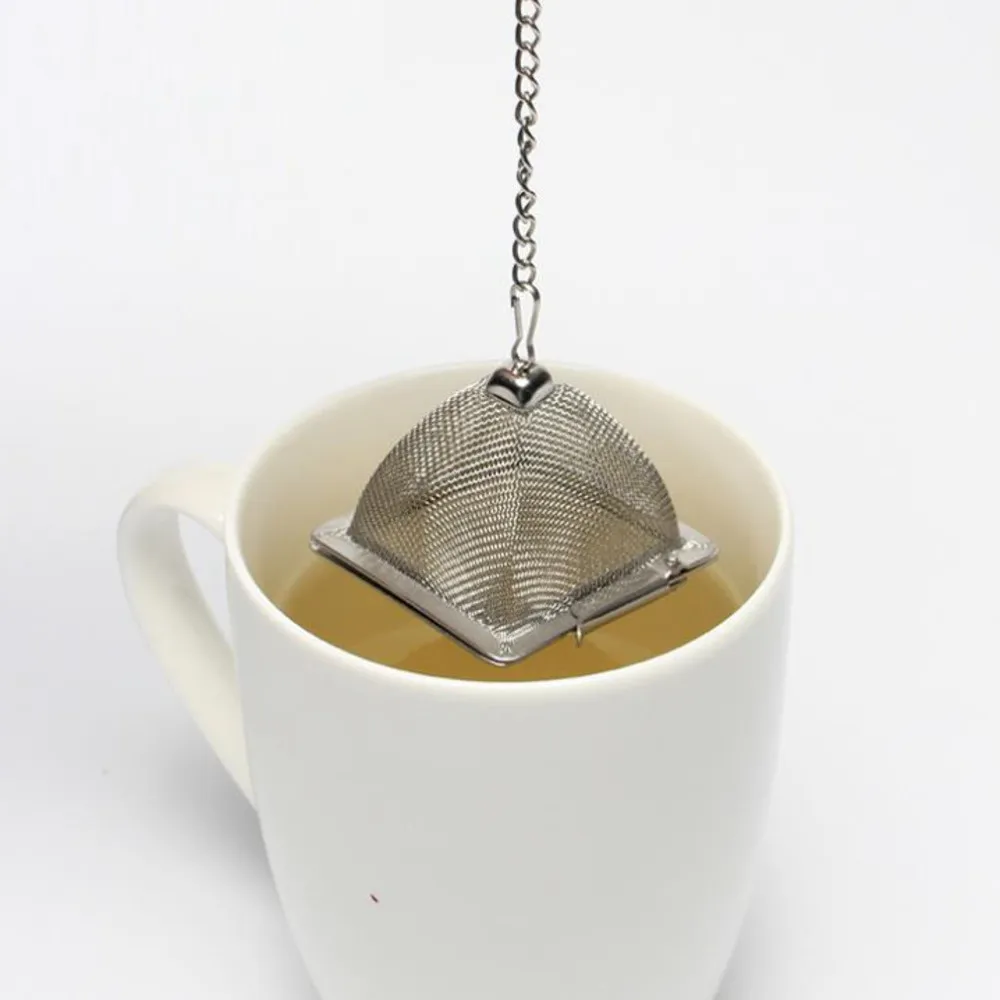 100pcs Stainless Steel Pyramid Tea Infuser Tea Strainer Loose Teapot Leaf Filter Teaware Tool Accessories