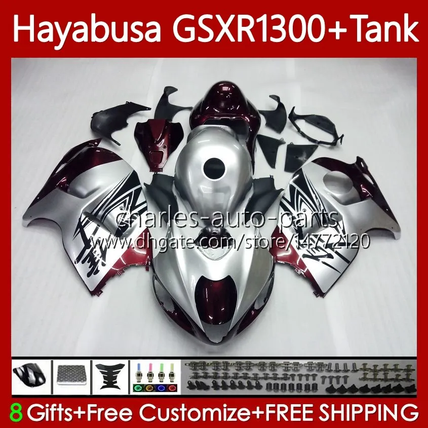 OEM Body +Tank For SUZUKI Hayabusa GSXR 1300CC GSXR-1300 1300 CC 1996 2007 74No.126 GSX-R1300 GSXR1300 96 97 98 99 00 01 GSX R1300 02 03 04 05 06 07 Fairing Kit glossy silvery