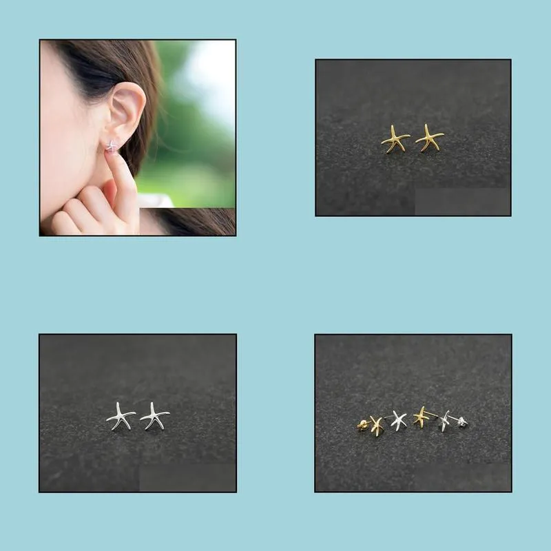 Fashion starfish stud earrings zinc alloy silver plated stud earring Marine biological stud earrings for women wholesale