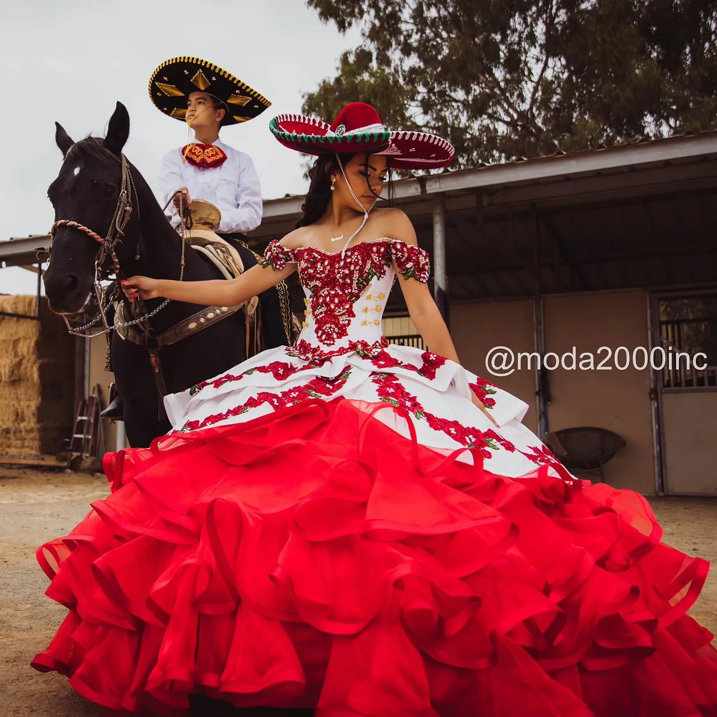 Red White Princess Quinceanera Dresses 3D Floral Applique Off shoulder Puffy Tiered Skirt Lace-up Corset vestidos de 15 años 2022