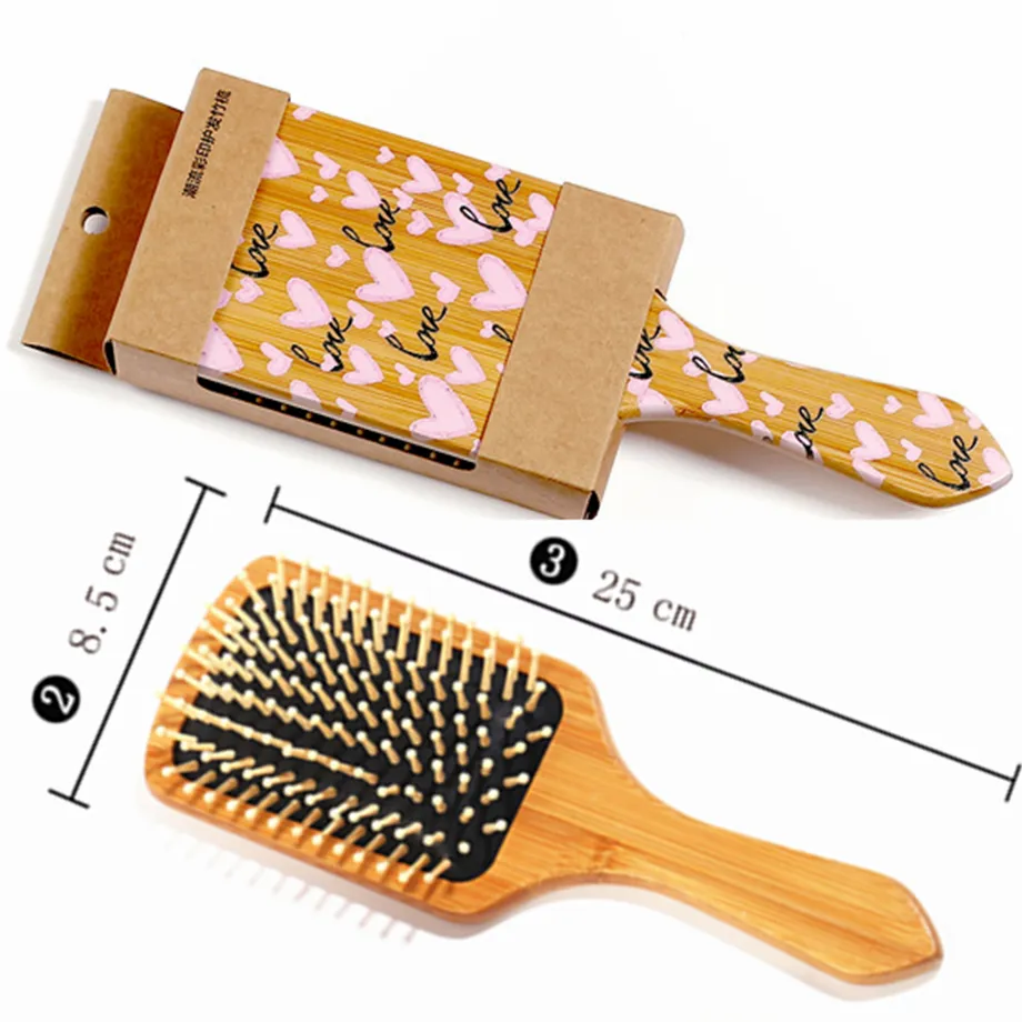 New High Quality Wood Colour Bamboo Comb Straight Hair Curly Air Bag Massage Household Comb For Kids Baby Care Girl Hair Brush